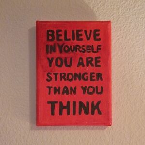 Inspirational Red Canvas Art Wall Decor Signed 5x7"